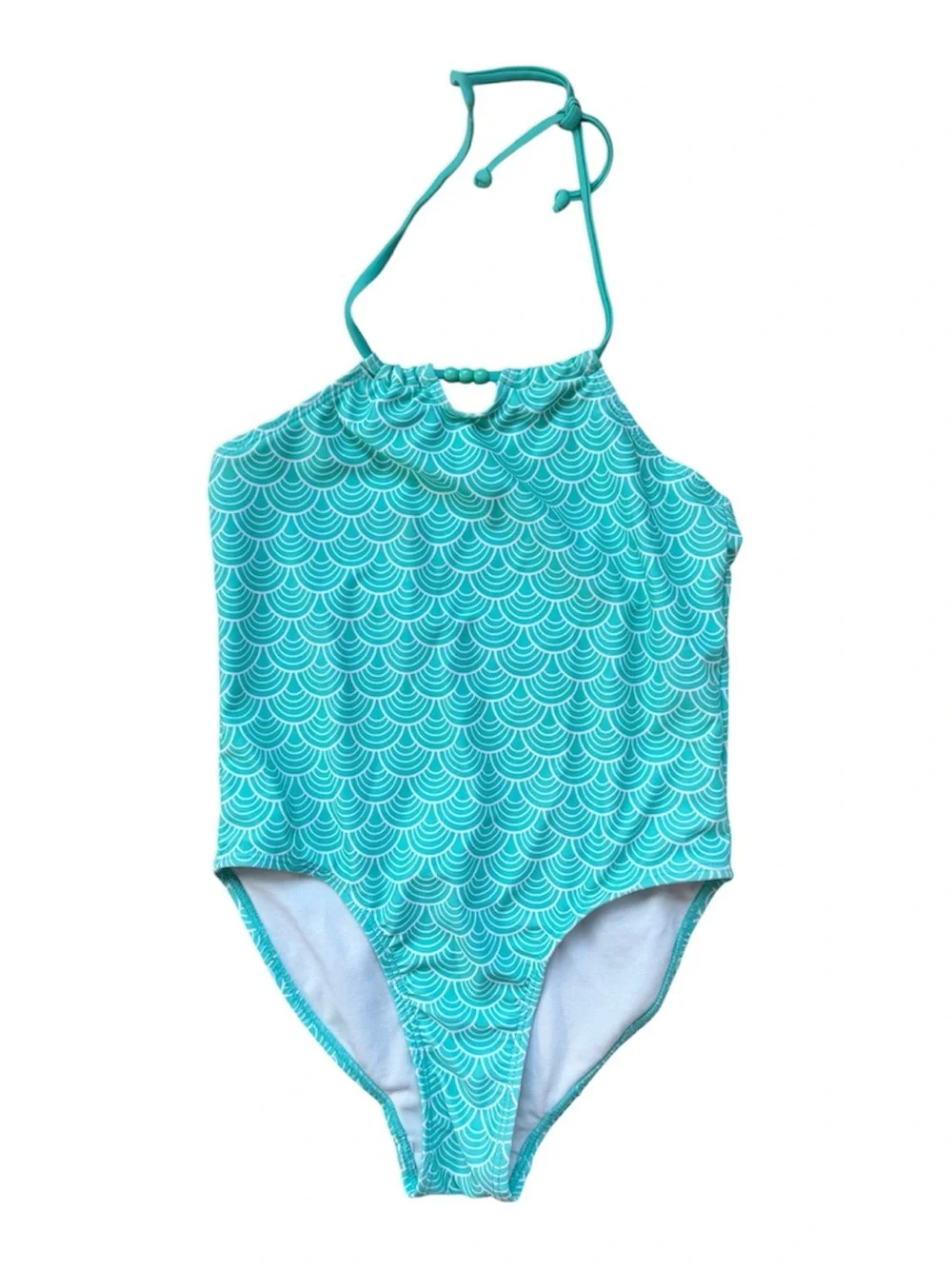 Girls One Piece Swimsuit Size 6X Turquoise Halter Bathing Suit Beach Swimwear